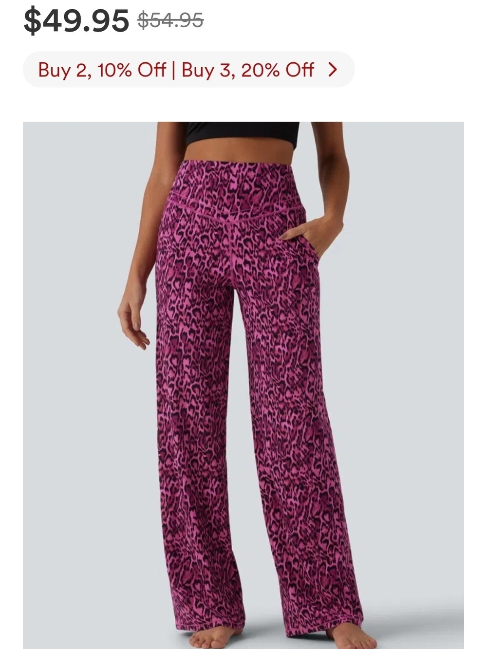 HALARA Pink Fuchsia Animal Print Wide-Leg Pants
